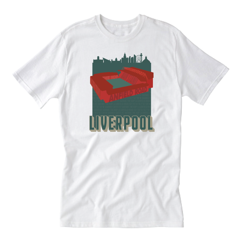Fields of Anfield Rd Liverpool Skyline T-Shirt